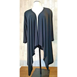 Red Woman's Black Open Front Cardigan Jacket Size XL Beautiful Lace Accent Back